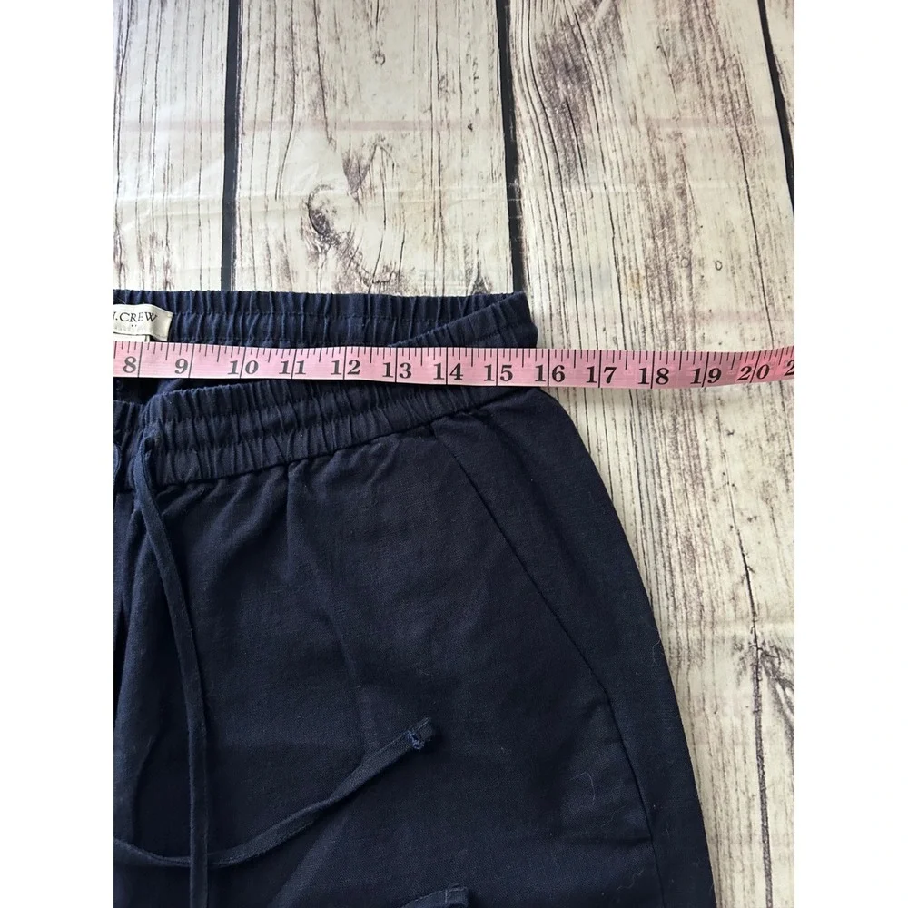 J.Crew‎ Seaside Jogger Pant Navy Blue Linen Cotton Drawstring Elastic Waist Sz 8
